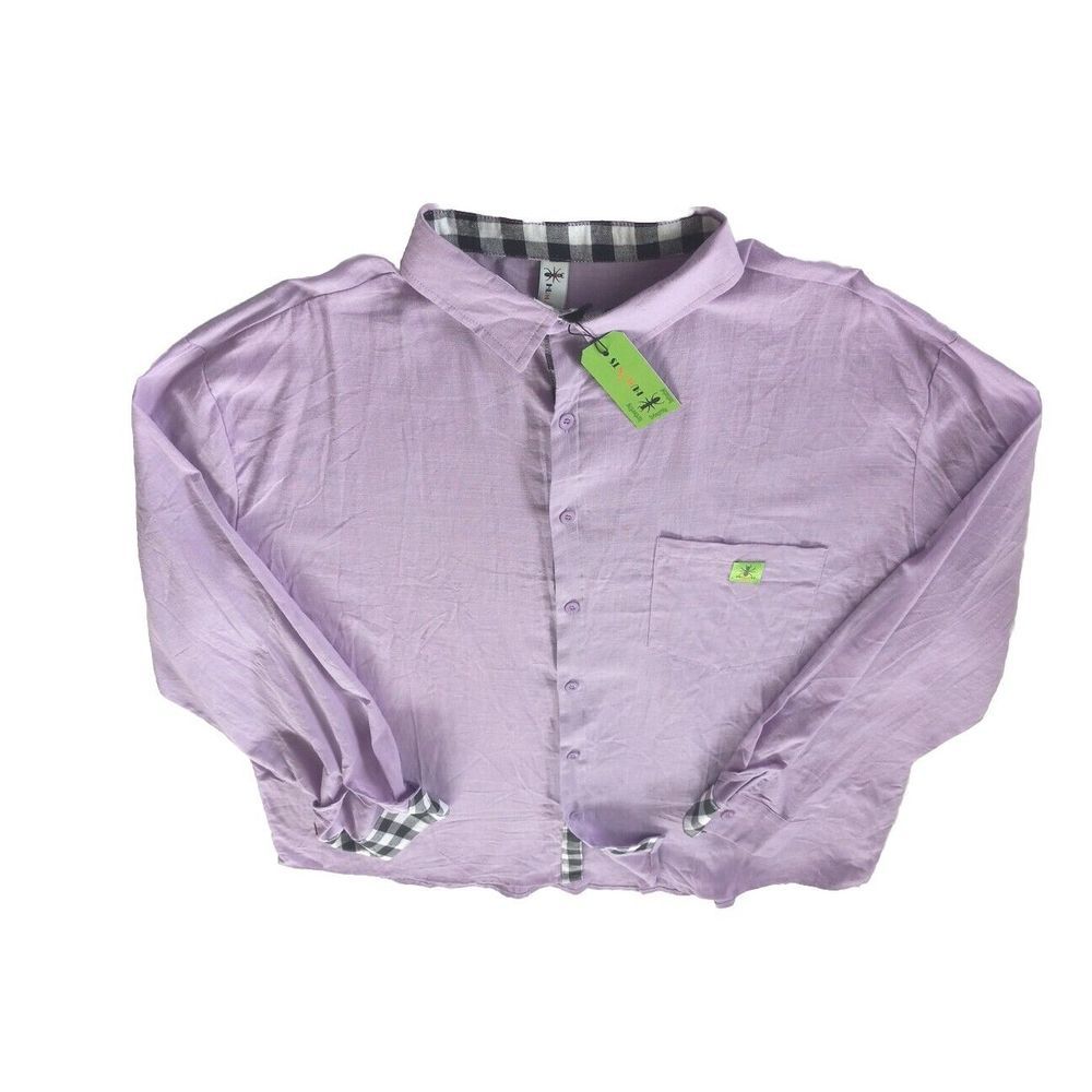 Humants Men's 3XL Lenin Rayon Long sleeved Buttons Shirt Plaid‎ White/Black Blue